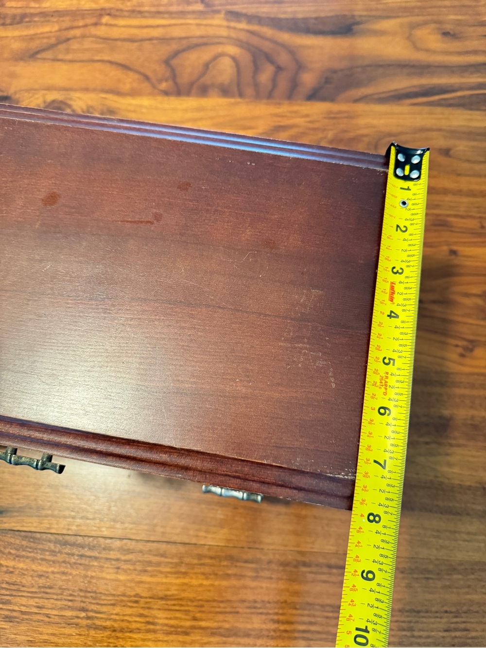 Vintage London Leather Wood Jewelry Box Chest With Interior Mirror 14" × 8" × 6" - Picture 14 of 16